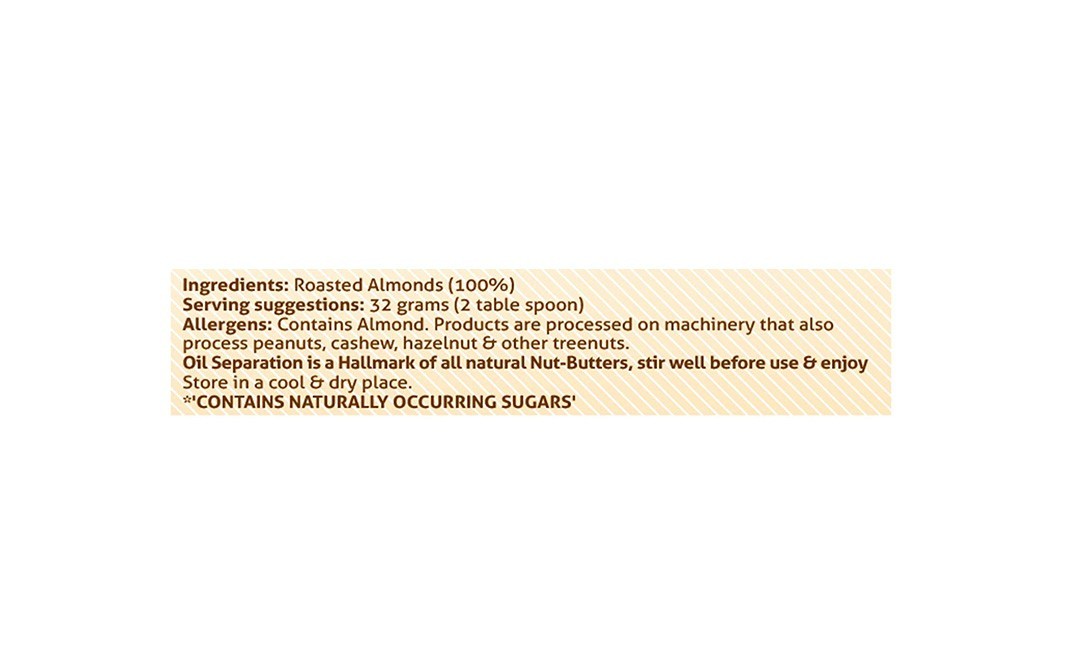 Nouriza Crunchy Almond Butter, Unsweetened   Jar  200 grams